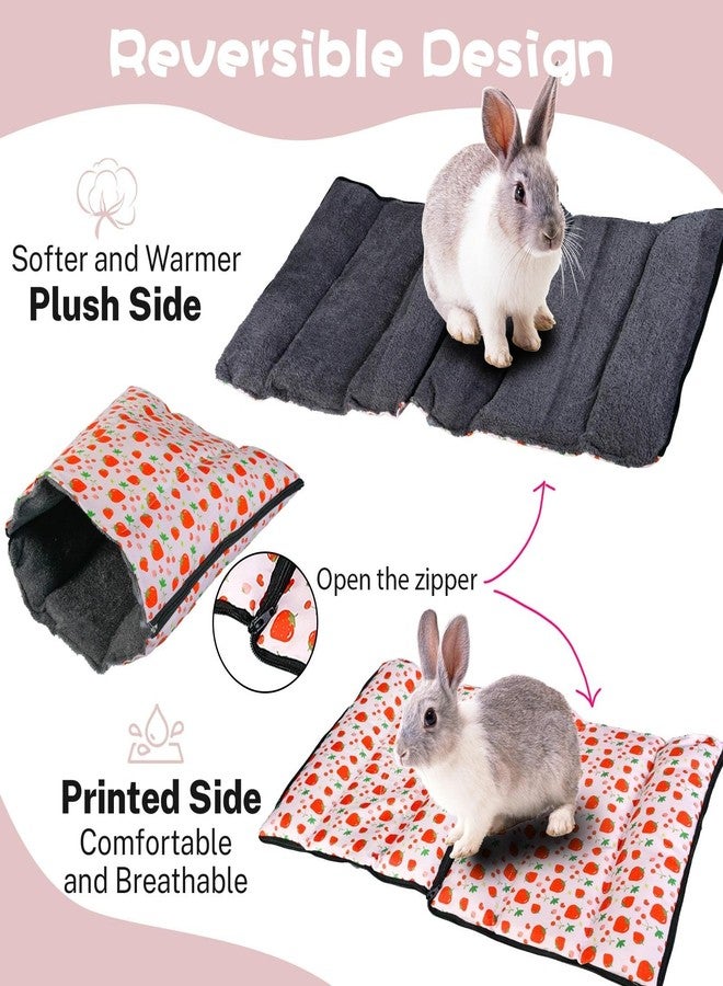 Hollima Bunny Bed for Rabbit Cage, Reversible Dual Sided Bunny Bed Mat for Winter & Summer, 13.8x15.8 inch (27.5x15.8inch Unfolded) Washable Fleece Guinea Pig Hideaway Hut Rabbit Bed - Image 2